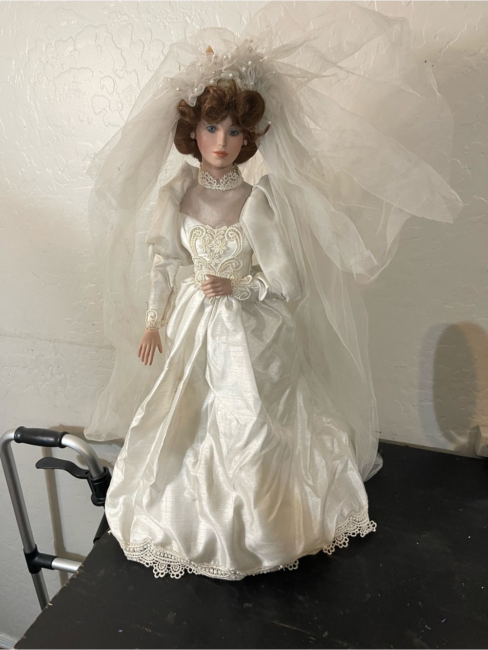 Porcelain Bride Doll in Ivory Wedding Gown